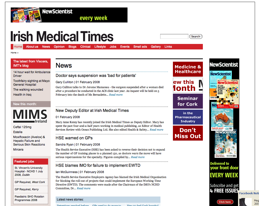New Irish Medical Times website is a blog