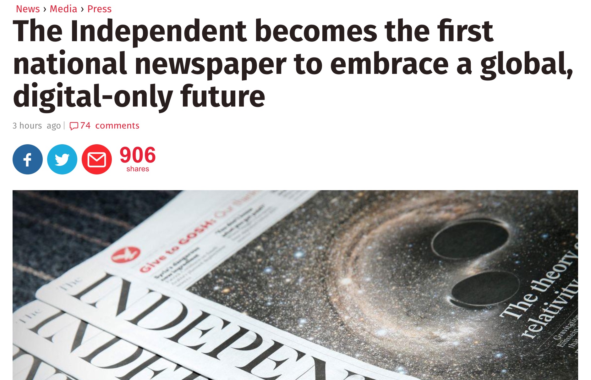 The end of the printed Independent: the shock we all knew was coming