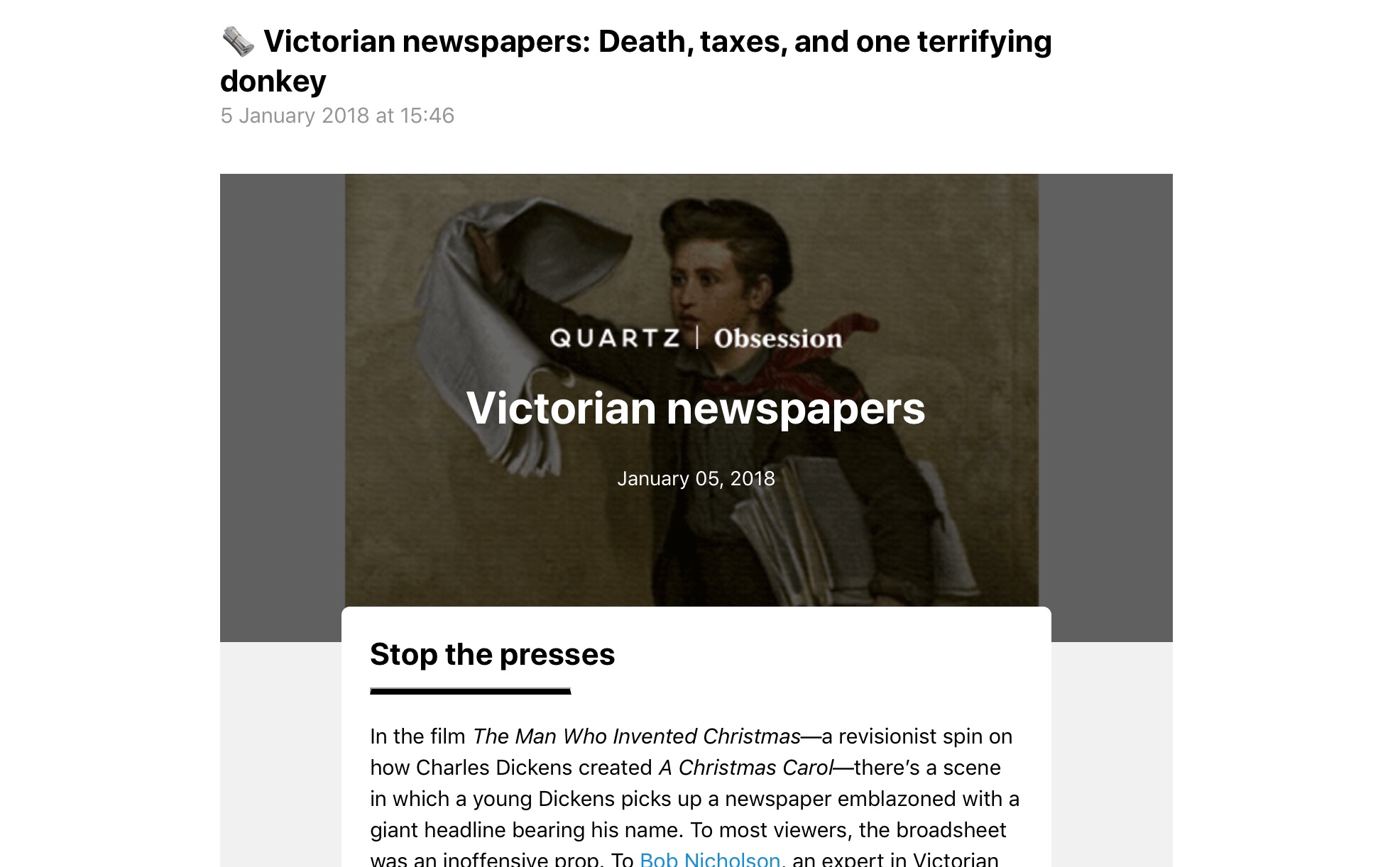 Quartz obsesses over Victorian newspapers